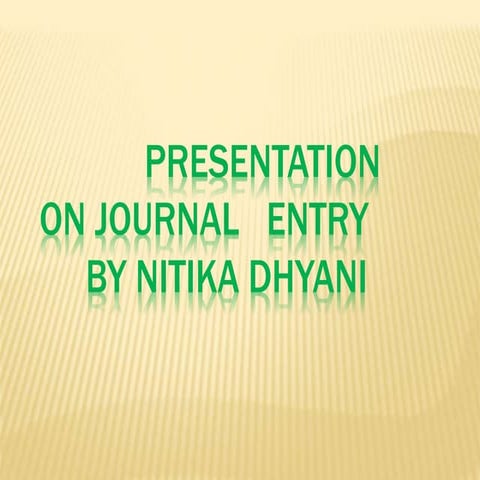 important Journal entry