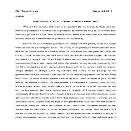 Fundamentals of Guidance Counseling