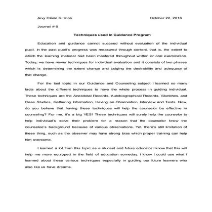 Techniques in Guidance Program