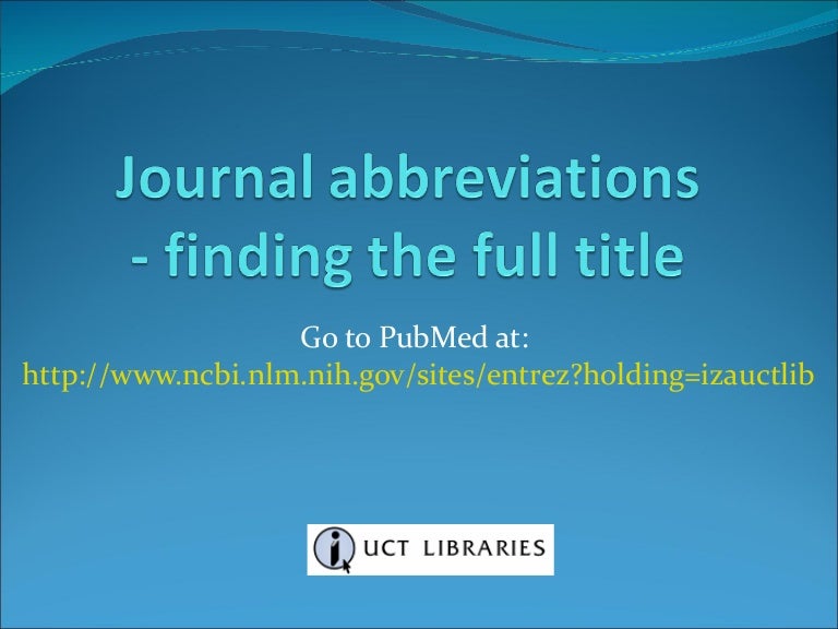 Journal abbreviations