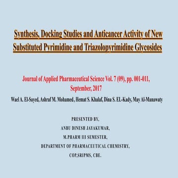 Synthesis, Docking Studies and Anticancer Activity of New Substituted ...