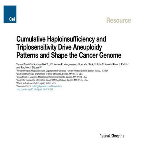 Cumulative Haploinsufficiency and Triplosensitivity Drive Aneuploidy Patterns...