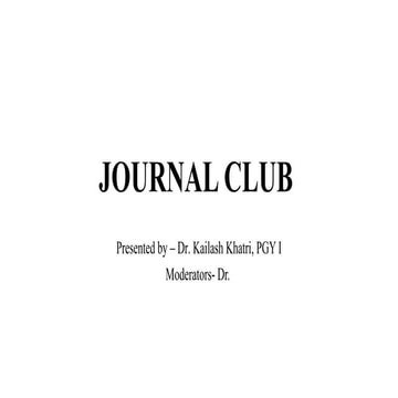 JOURNAL CLUB for anesthesia residents year one