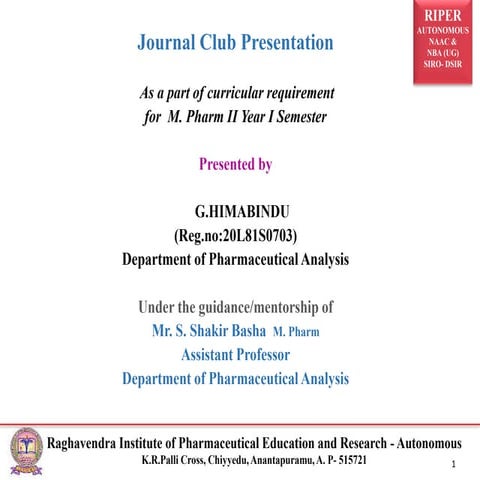 JOURNAL CLUB PRESENTATION (20L81S0703-PA)