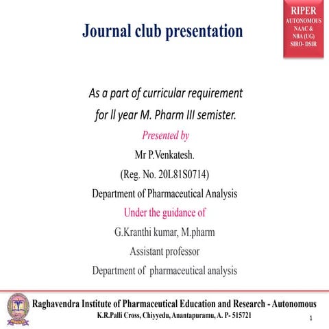 JOURNAL CLUB PRESENTATION (20L81S0714-PA )