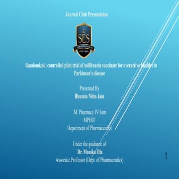 Randomized, controlled pilot trial of solifenacin succinate for overactive bladder in Parkinson's disease