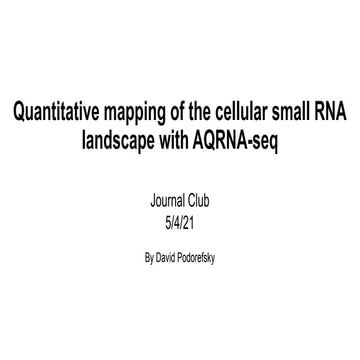 Quantitative mapping of the cellular small RNA landscape with AQRNA-seq