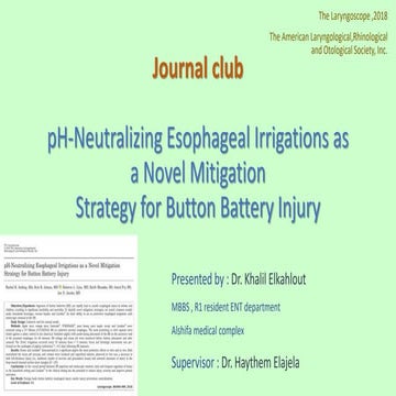 pH-Neutralizing Esophageal Irrigations as a Novel MitigationStrategy for Bu...