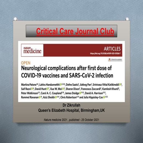 Journal club covid vaccine neurological complications 