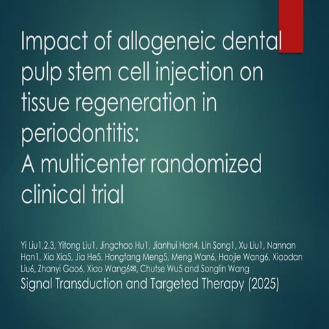 Impact of Allogeneic Dental Pulp Stem Cell Injection on Periodontal ...