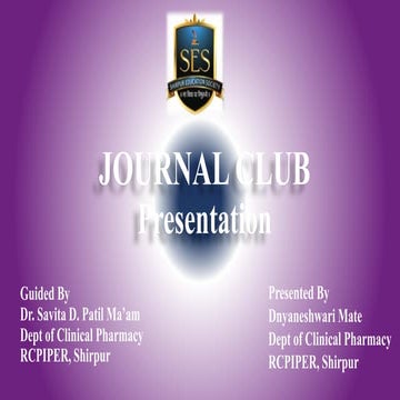 Journal Club Presentation on Depression, Anxiety in Diabetes