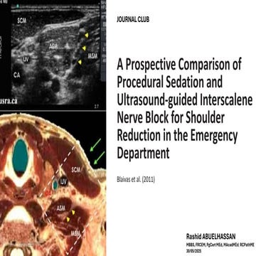 Journal Club: Critical Appraisal of Blaivas et al. 2011 Paper on Shoulder Reduction in ED Comparing Interscalene Block vs Procedural Sedation