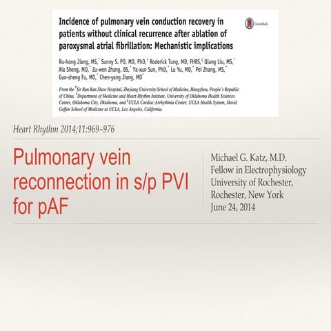 Journal club Pulmonary Vein reconnection