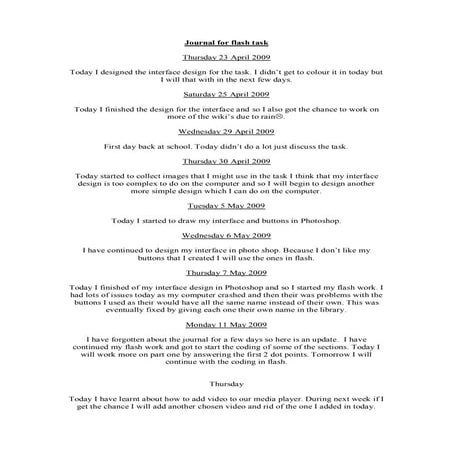 Journal For Flash Task