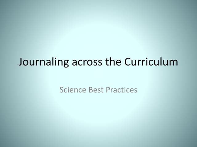Journaling Across the Curriculum