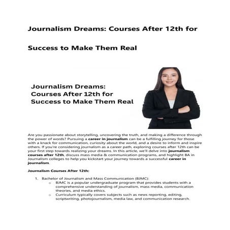 Journalism Dreams: Courses After 12th for Success to Make Them Real