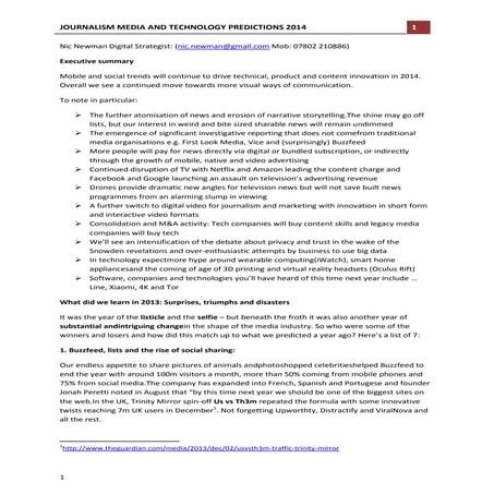 Journalism, media and technology predictions 2014