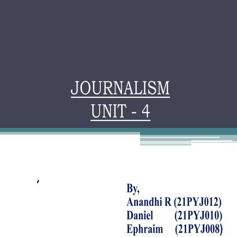 Journalism unit 4 Banglore University Syllabus(NEP2022)
