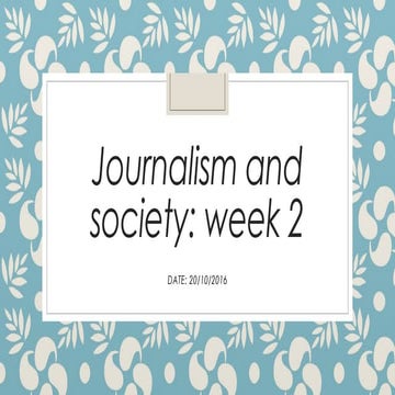 COMS305: Media Organisations and Professionals | PPT