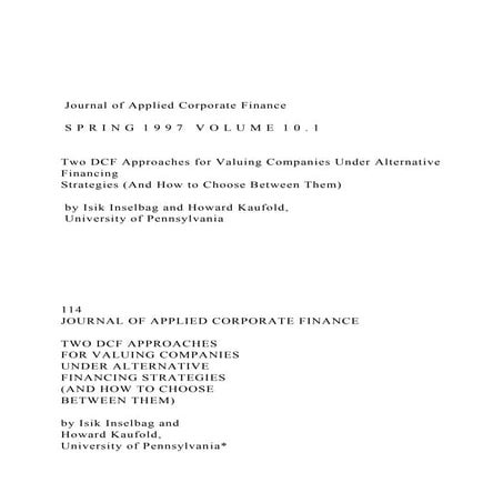 Journal of Applied Corporate Finance S P R I N G 1 docx