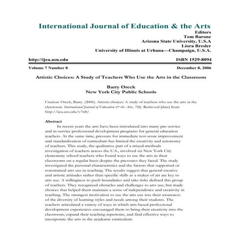 Journal of education & the arts
