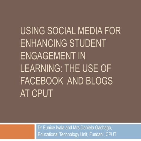 Facebook and blogs for student engagement