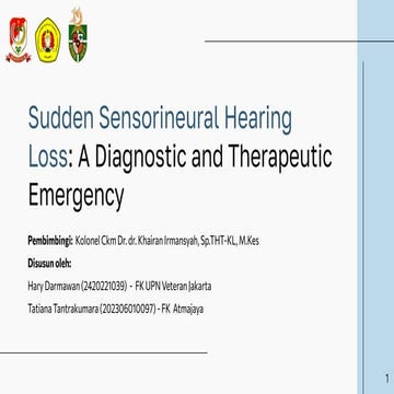 Sudden Sensorineural Hearing Loss : A Diagnostic and Therapeutic ...