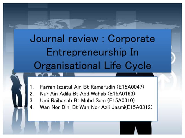 Journal review - corporate entrepreneurship in organisational life cycle