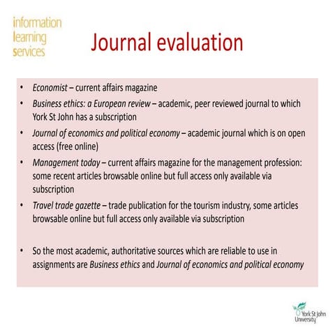 Journals feedback