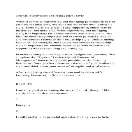Journal Supervision and Management StyleWhen it comes to superv.docx