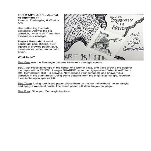 Journal zentangle to what is art