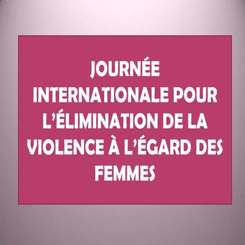 Journée internationale pour l’élimination de la violence à