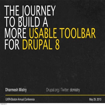 The journey to build a more usable toolbar for Drupal 8 