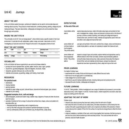 Journey's Scheme Of Work Year 3 And Year 4