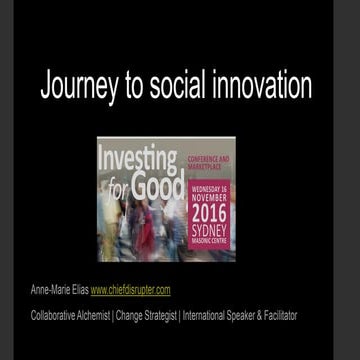 Journey to social innovation anne marie elias investing for good ncoss 2016
