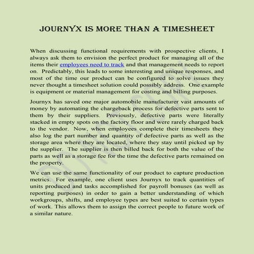 JOURNYX IS MORE THAN A TIMESHEET