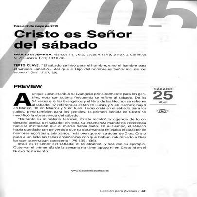 Joven | Lección 5 | Cristo es Señor del Sábado | Escuela Sabática