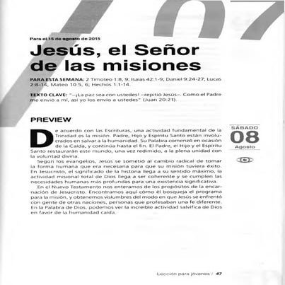 Joven | Lección 7 | Jesús, el Señor de la misiones | Escuela Sabática