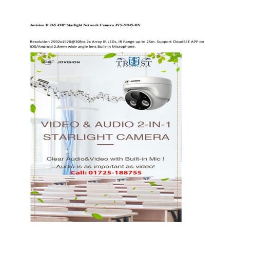 Jovision h.265 4 mp starlight network camera jvs n945-hy-converted | PDF