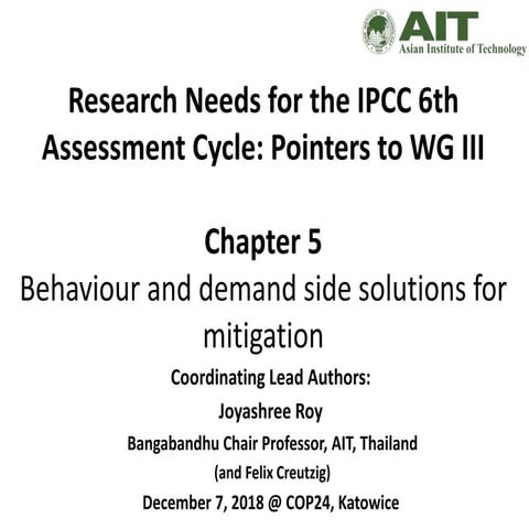 Chapter 5: Behaviour and demand side solutions for mitigation