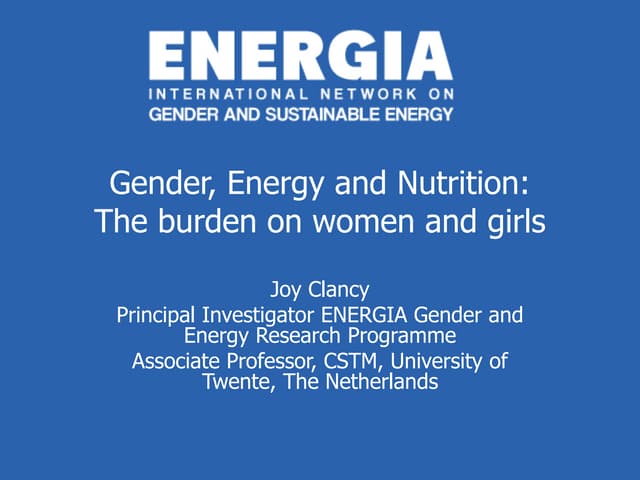 Joy Clancy, Energia - University of Twente