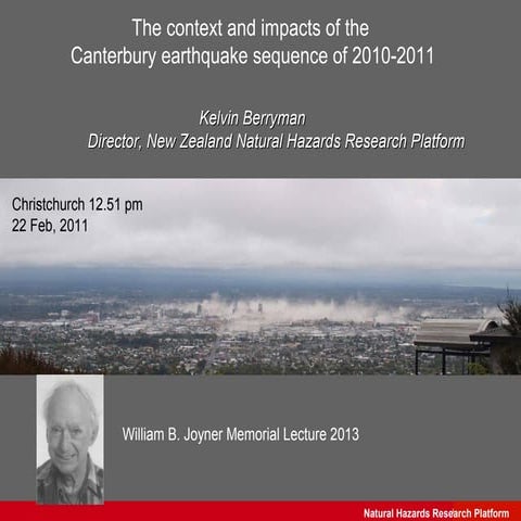 The Context and Impacts of the Canterbury Earthquake Sequence of 2010-2011 - ...