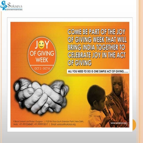 Joy of giving presentation - how individuals can get involved