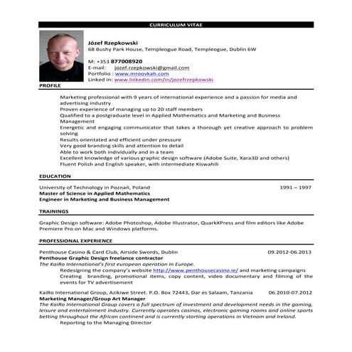 Józef rzepkowski   cv 2013