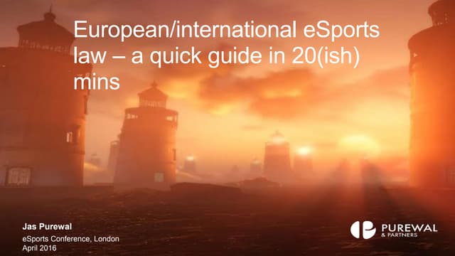 eSports: EU/international law and regulation