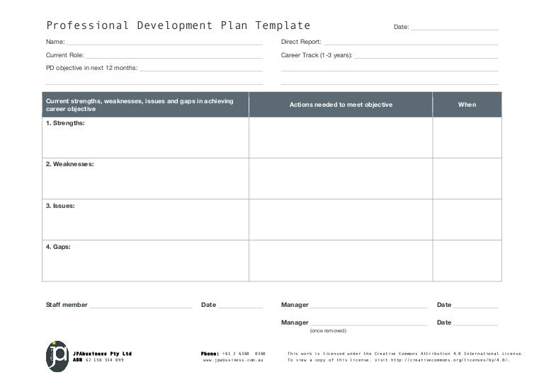 jpabusiness professional development plan template website development plan template