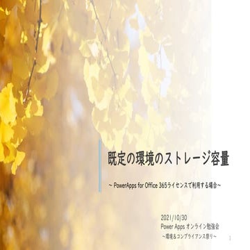 既定の環境のストレージ容量