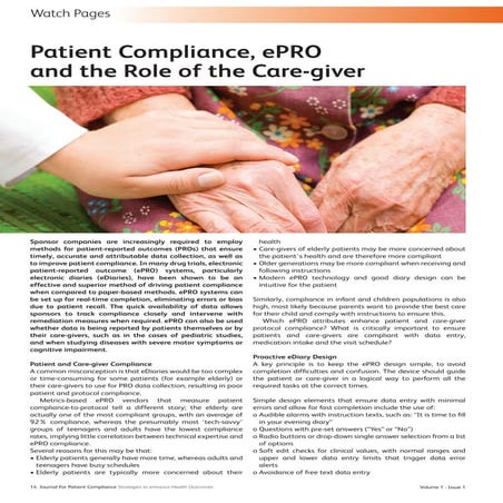 Patient Compliance, ePRO and the Role of the Caregiver