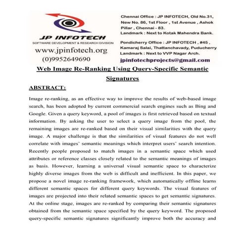 JPD1436   Web Image Re-Ranking Using Query-Specific Semantic Signatures