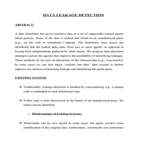 Jpdcs1 data leakage detection
